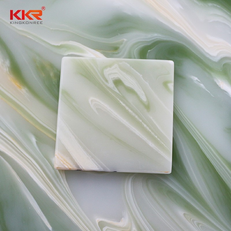 KKR Stone yellow translucent resin panel bulk production for garden table-2