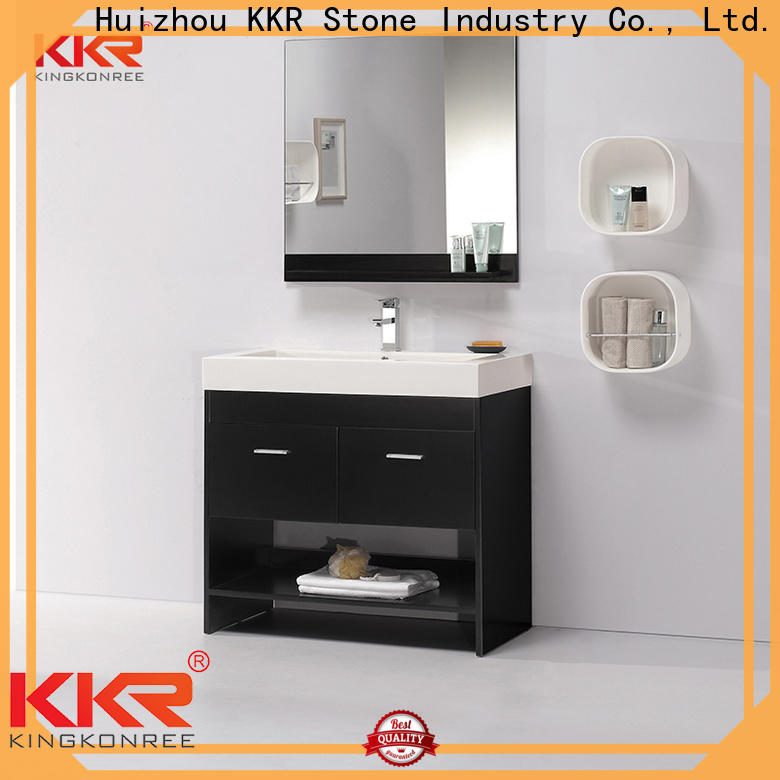 KKR Solid Surface top selling bathroom vanity with side cabinet best manufacturer for promotion
