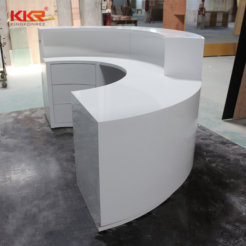 KKR Stone white acrylic solid surface worktops vendor for bar table-1