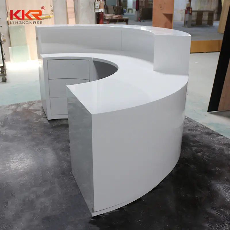 Customized Artificial Stone Acrylic Solid Surface Reception & Office Desk KKR-RD001