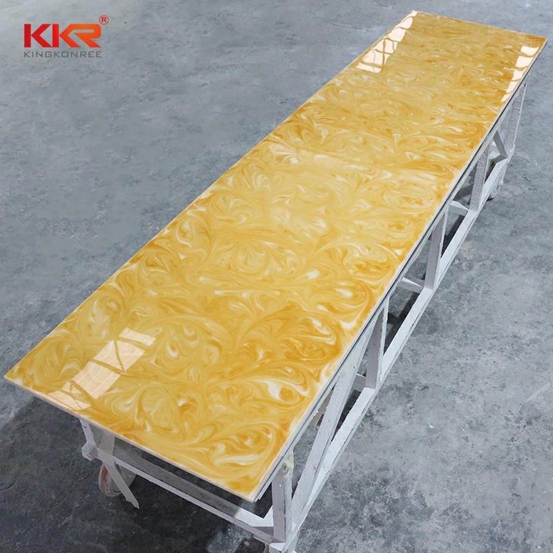Yellow Color Acrylic Stone Translucent Solid Surface Sheets KKR-A031