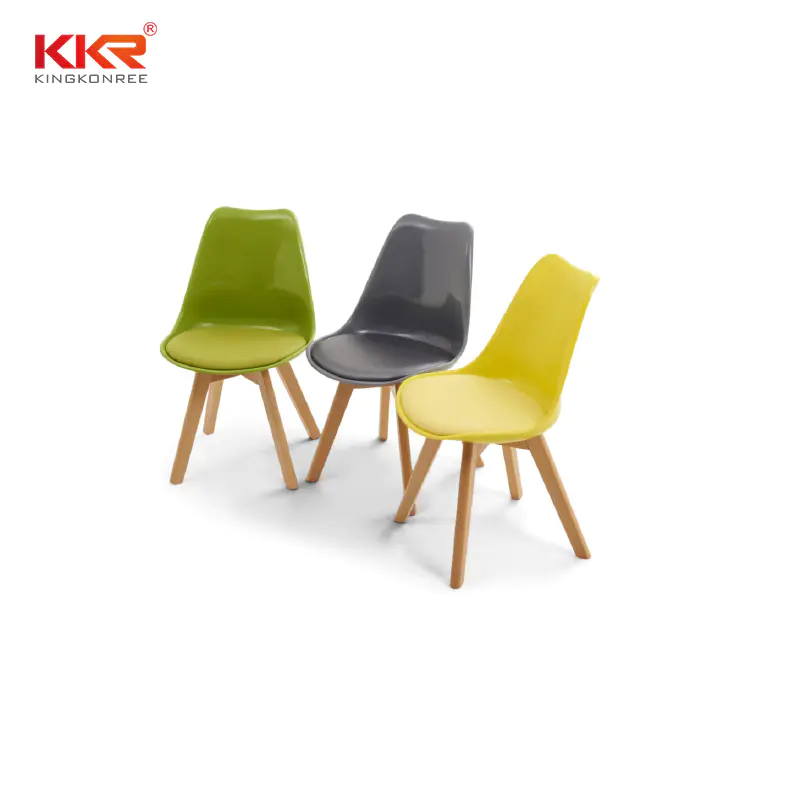 Classic Modern Design Plastic Pyramid Dining Chair With Wooden Base KKR - AS - 115D1