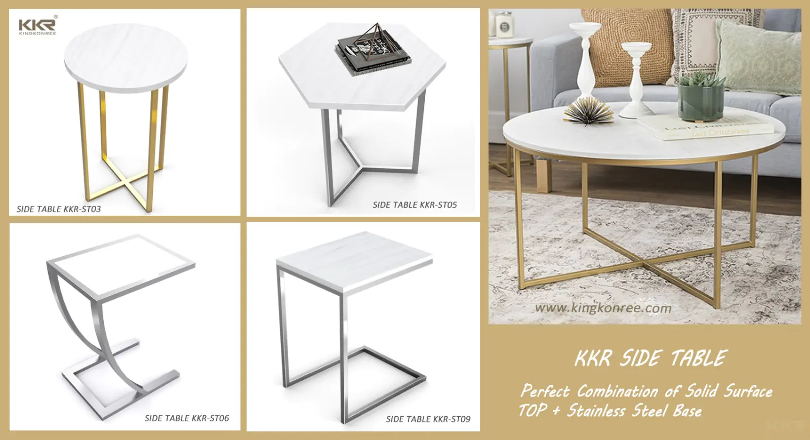 KKR Stone marble dining table set