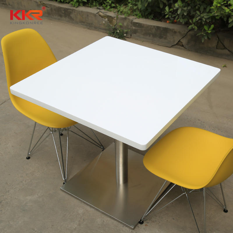 White Marble Acrylic Solid Surface Dining Table KKR-TP6