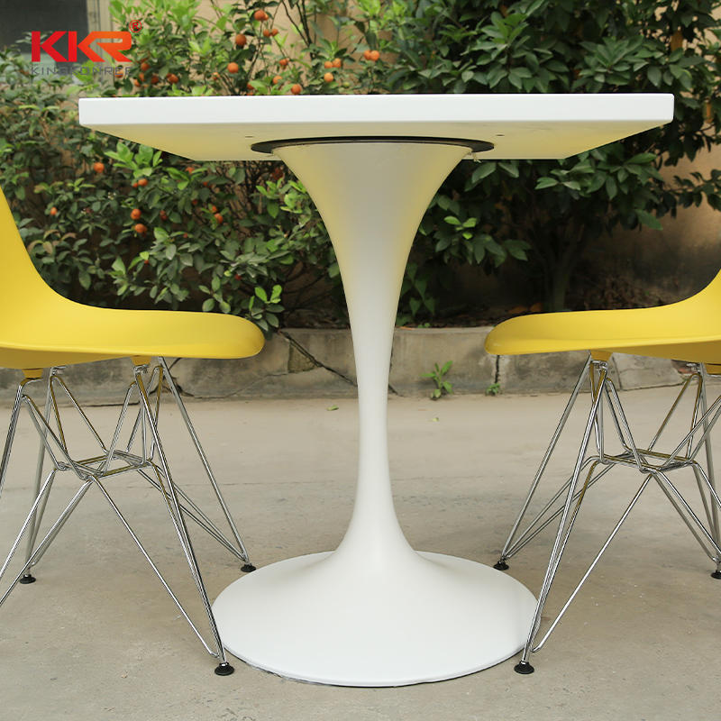 Unique Design White Solid Surface Dinning Table With White Base KKR-TP7