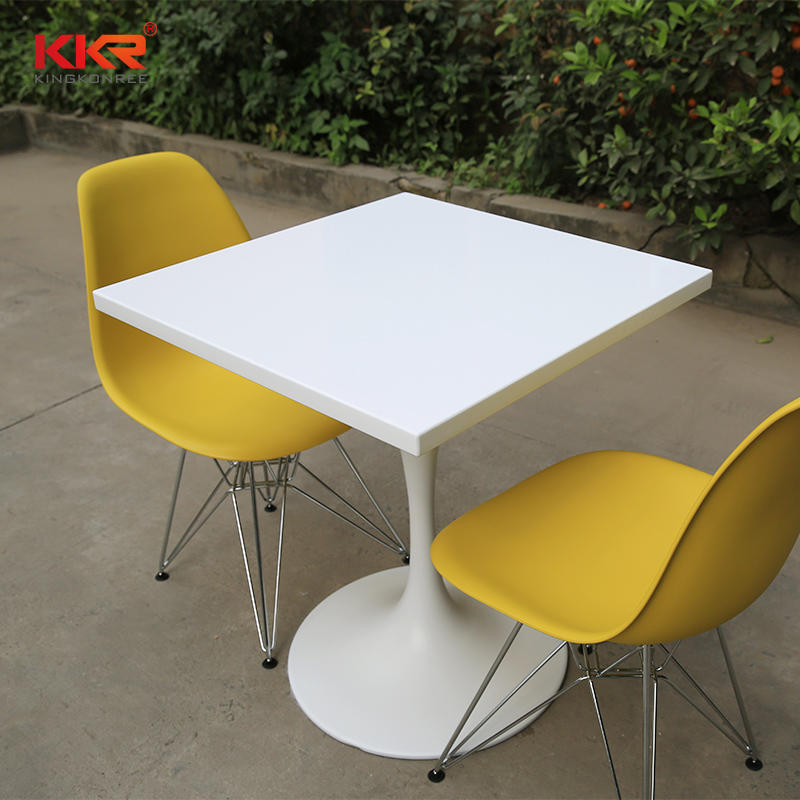 Unique Design White Solid Surface Dinning Table With White Base KKR-TP7