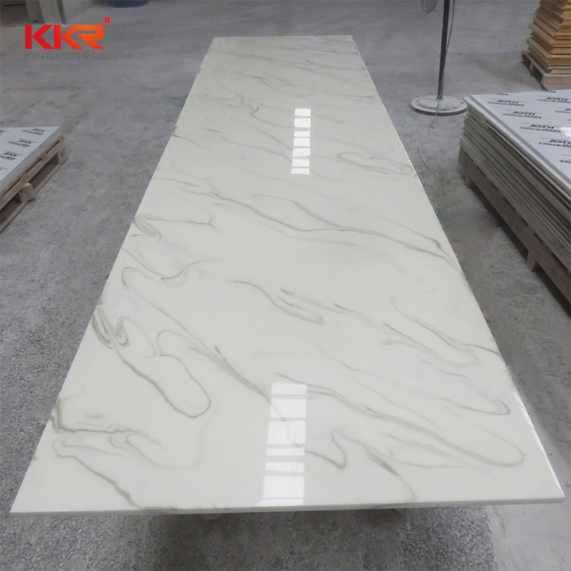 3050mm Length White Marble Acrylic Solid Surface Sheets KKR-M8818