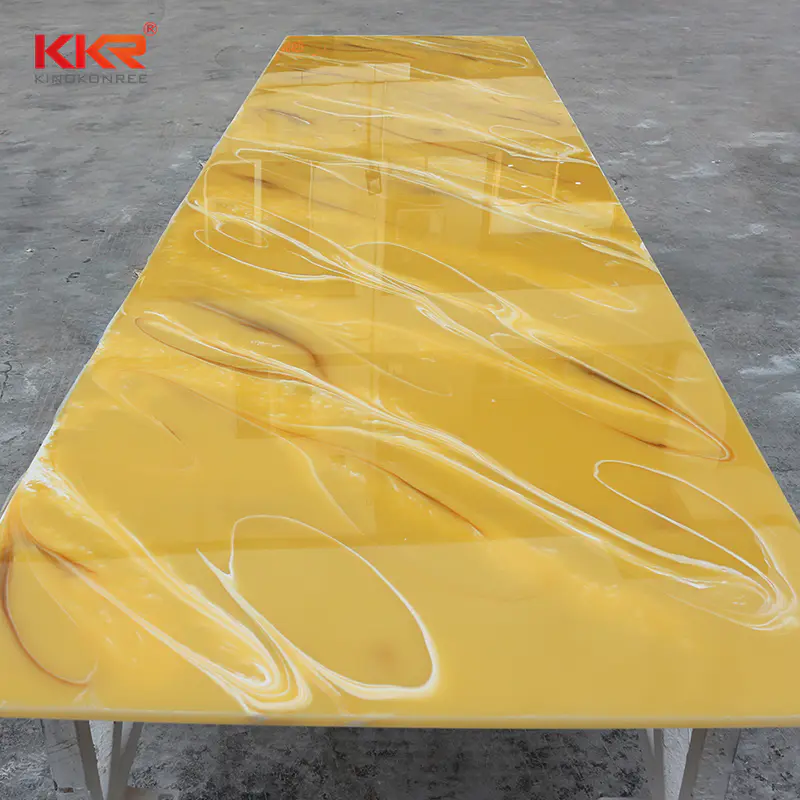 Phoenix Pattern Yellow Translucent Acrylic Solid Surface Sheet KKR-A029