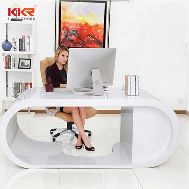Royal Designing White Marble Acrylic Solid Surface Office Desk Countertop  001