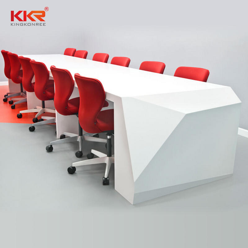 White Marble Acrylic Solid Surface Office Meeting Table 01