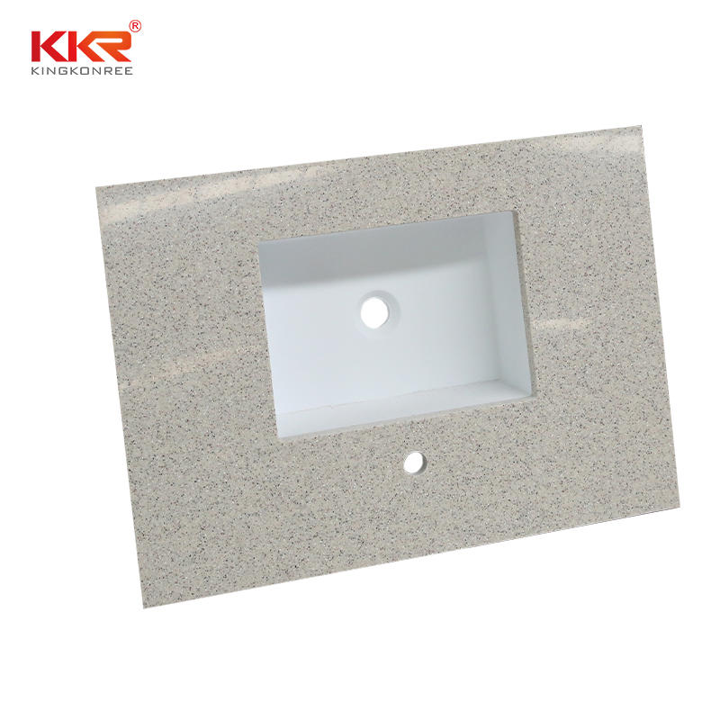 Sand Color Acrylic Stone Solid Surface Bathroom Countertop With Under Mount Sink - Solid Surface Bathroom Countertop 03