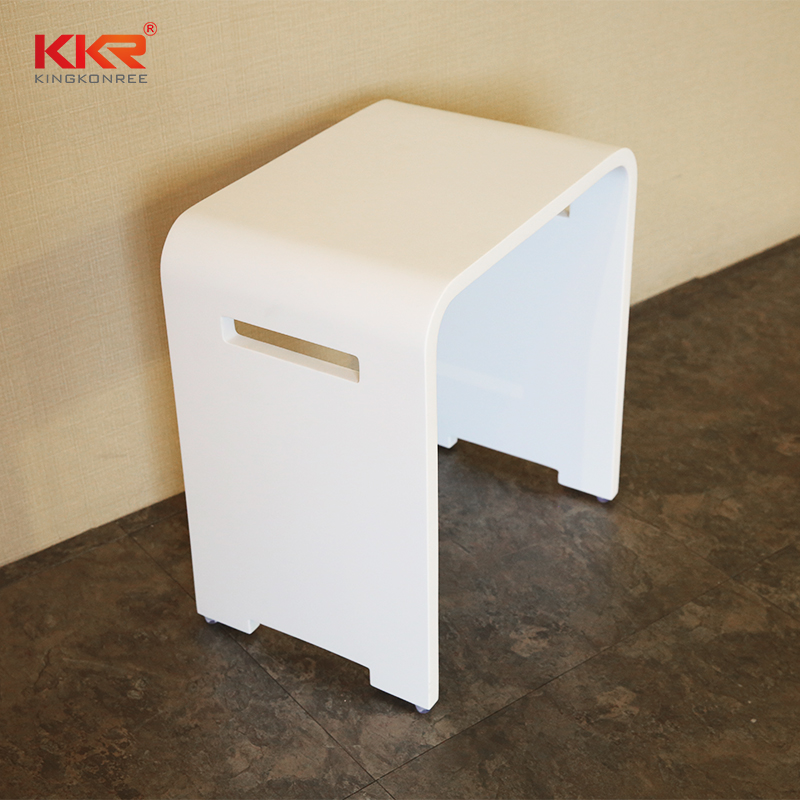 New Design Acrylic Resin Stone White Solid Surface Bathroom Stool KKR-Stool-K