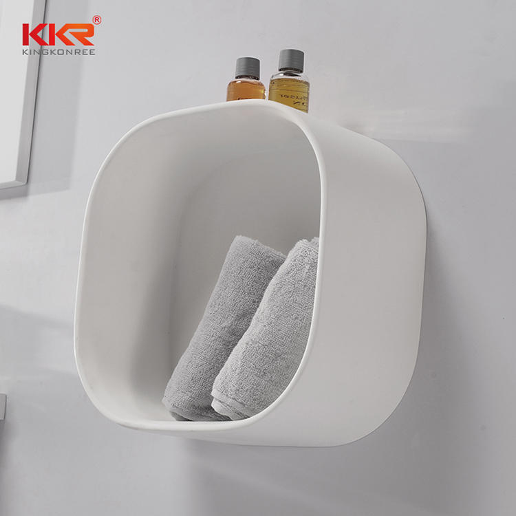 Round Corner White Acrylic Solid Surface Bathroom Shelf KKR-1070-1