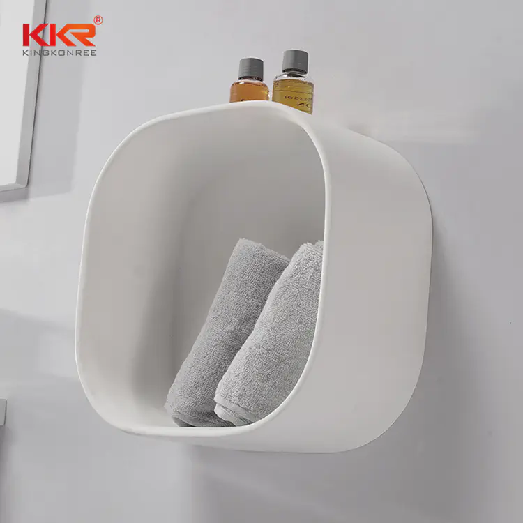 Round Corner White Acrylic Solid Surface Bathroom Shelf KKR-1070-1