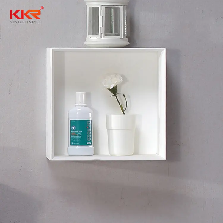 Square Artificial Stone Acrylic Solid Surface Wall Hung Bathroom Shelf KKR-1071