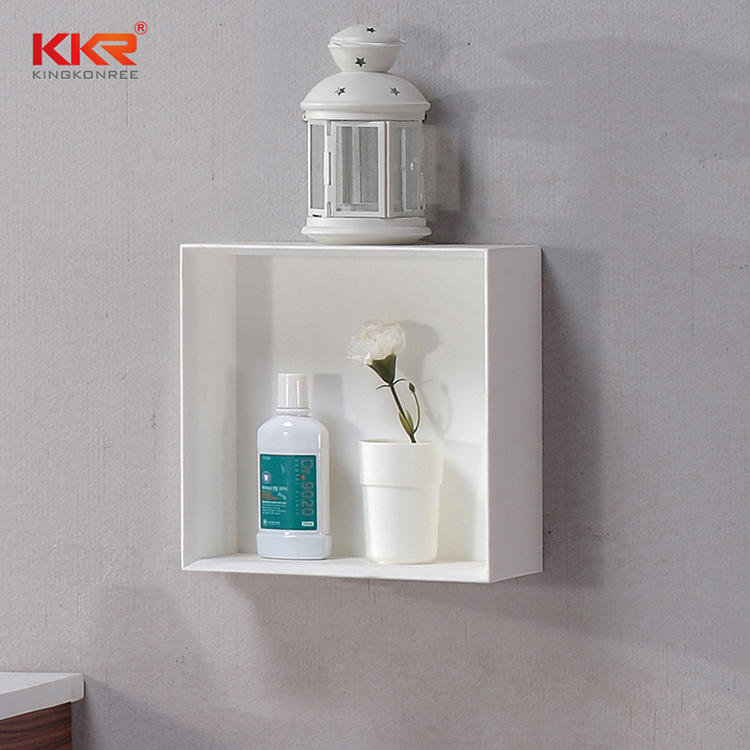 Square Artificial Stone Acrylic Solid Surface Wall Hung Bathroom Shelf KKR-1071