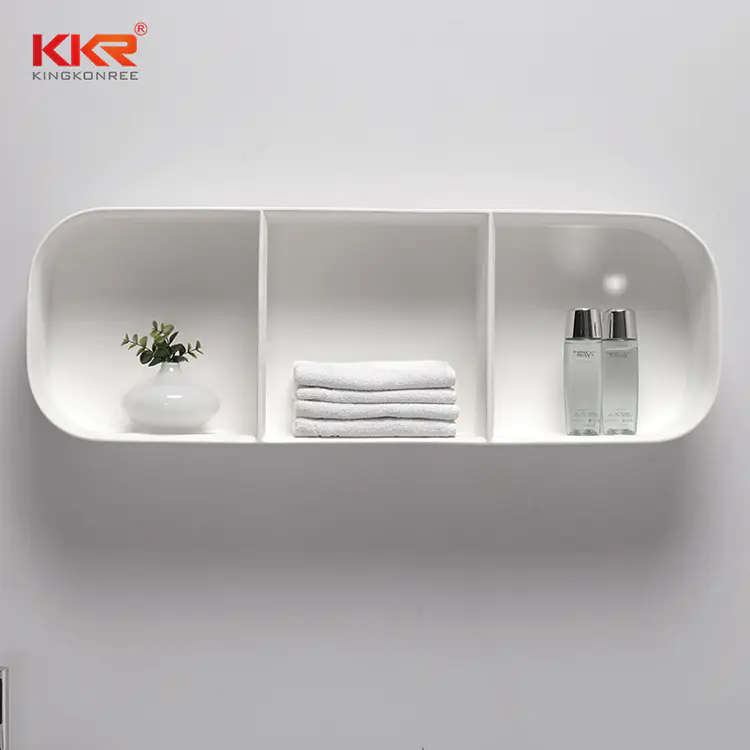 3 Boxes White Marble Acrylic Solid Surface Bathroom Shelf KKR-1075