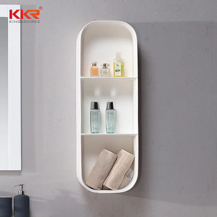 3 Boxes White Marble Acrylic Solid Surface Bathroom Shelf KKR-1075