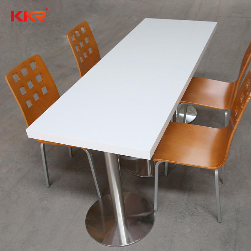 High glossy faux Acrylic Solid Surface long narrow dining table 08