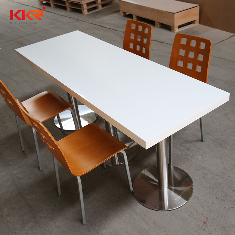 High glossy faux Acrylic Solid Surface long narrow dining table 08