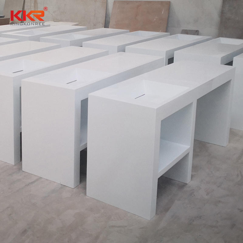 White solid surface cultured marble bathroom vanity top