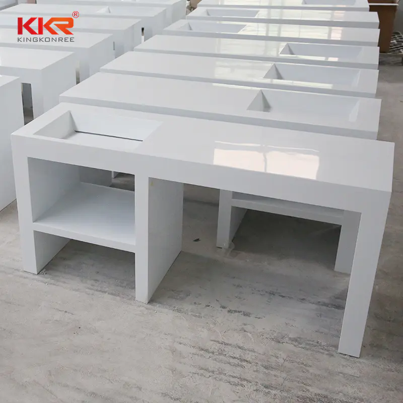 White solid surface cultured marble bathroom vanity top