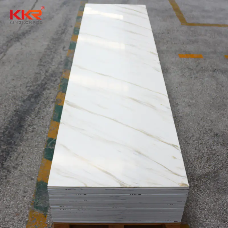 12mm thickness white artificial Solid Surface stone Sheet KKR-M8853