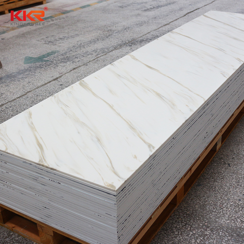 12mm thickness white artificial Solid Surface stone Sheet KKR-M8853