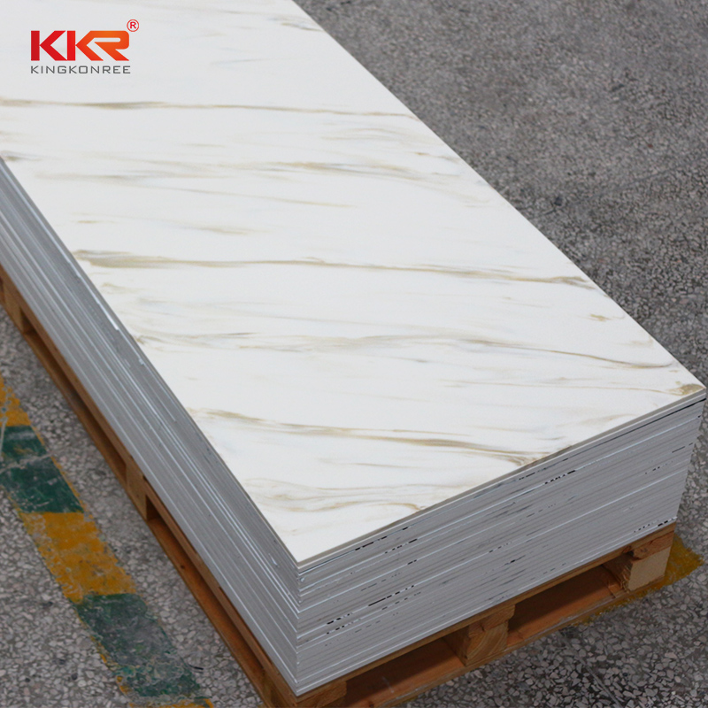 12mm thickness white artificial Solid Surface stone Sheet KKR-M8853