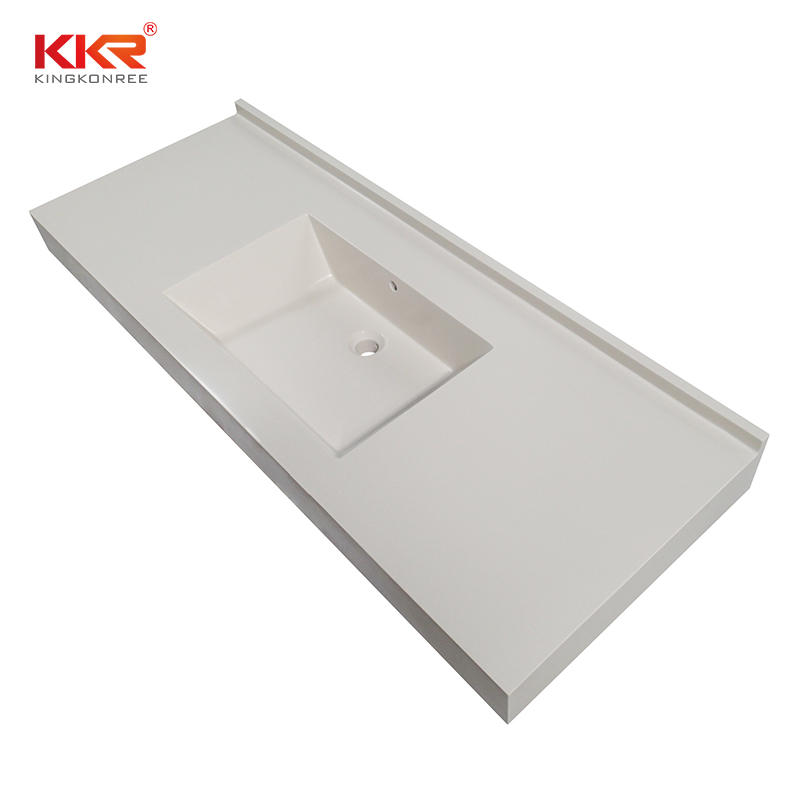 Good sale sparkle white solid surface artificial stone bathroom countertop vanity top