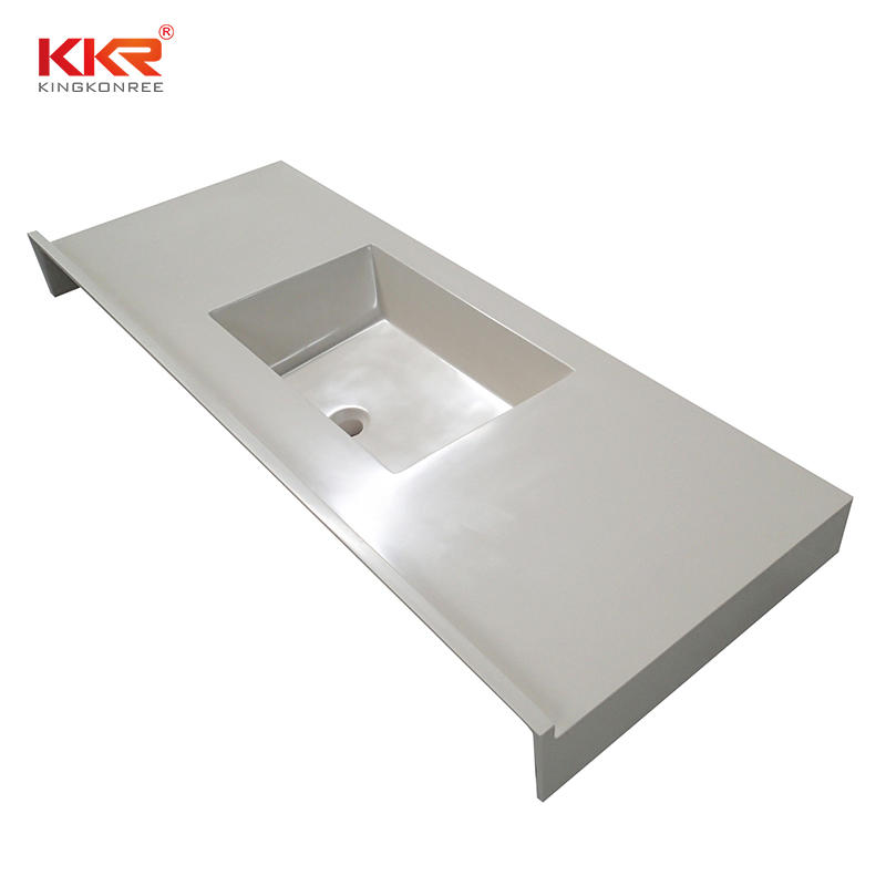 Good sale sparkle white solid surface artificial stone bathroom countertop vanity top