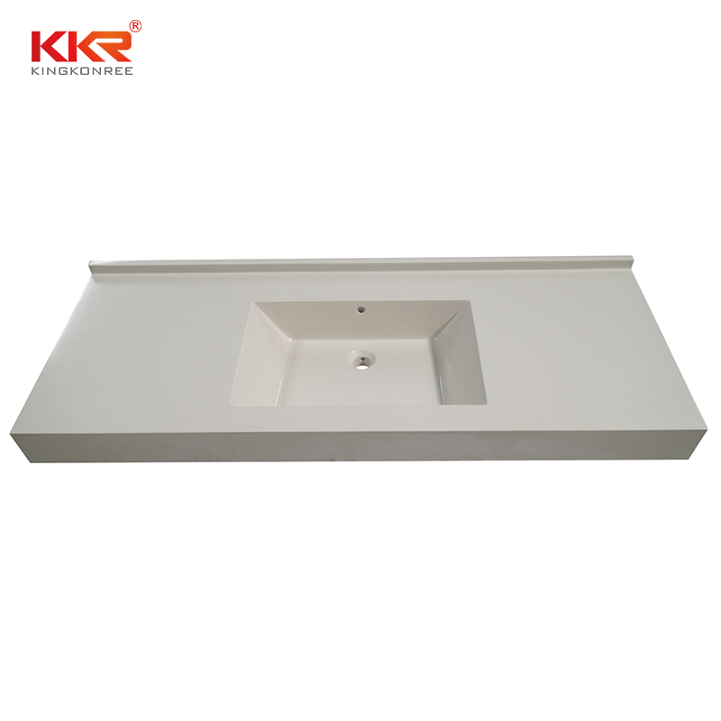 Good sale sparkle white solid surface artificial stone bathroom countertop vanity top