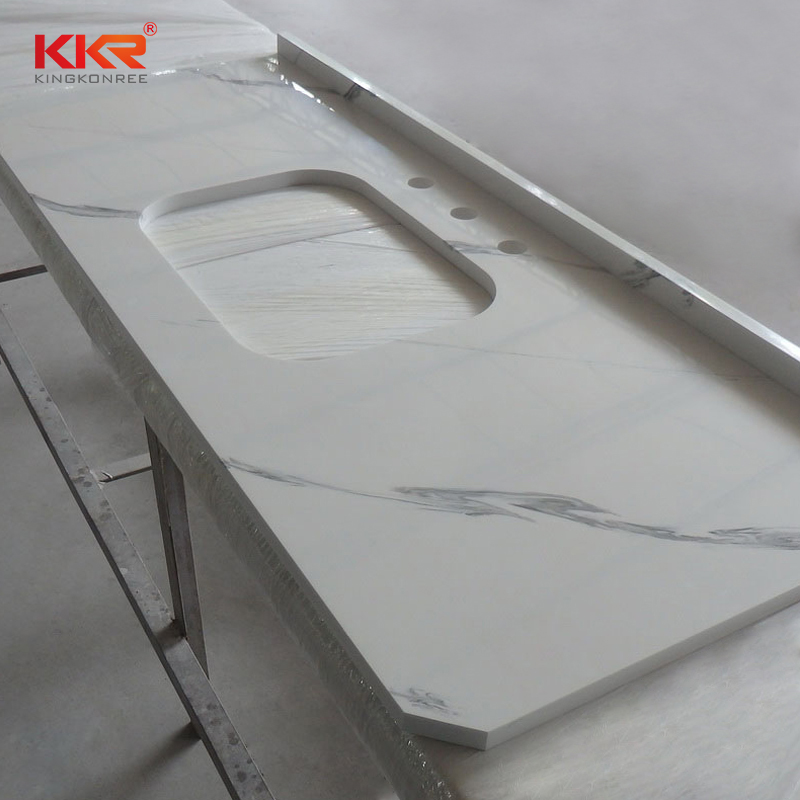 double Sink solid surface countertop marble long-term-use for worktops-2