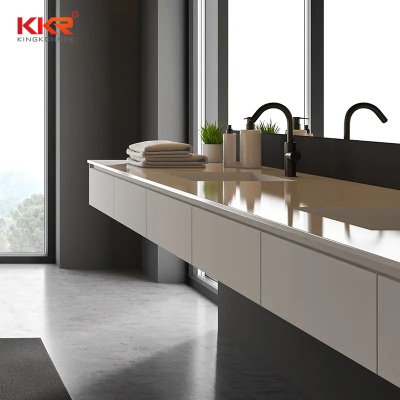KKR Customized High-End Design Artificial Marble Solid Surface Bathroom Countertop Stone For Hotel