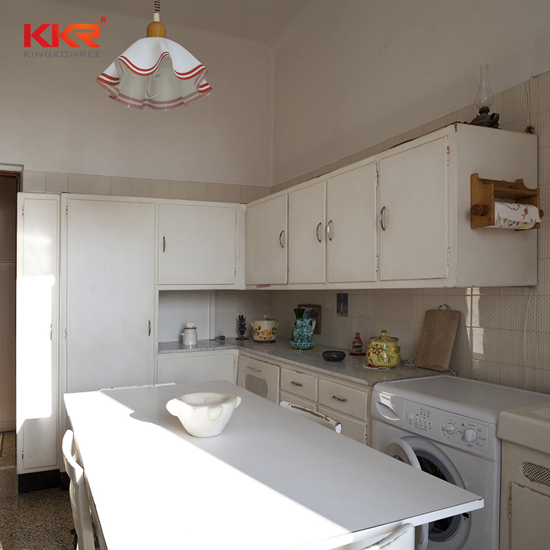 KKR Prefabricated Crystal White Marble Solid Surface Composite Quartz Countertop