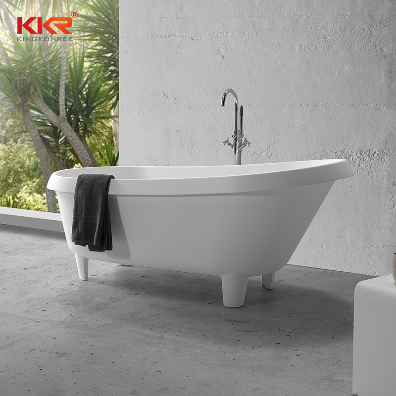 Modern Shaped Backrest Solid Surface Freestanding Acrylic Bathtub