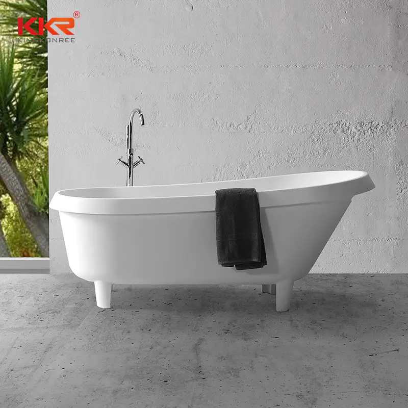 Modern Shaped Backrest Solid Surface Freestanding Acrylic Bathtub