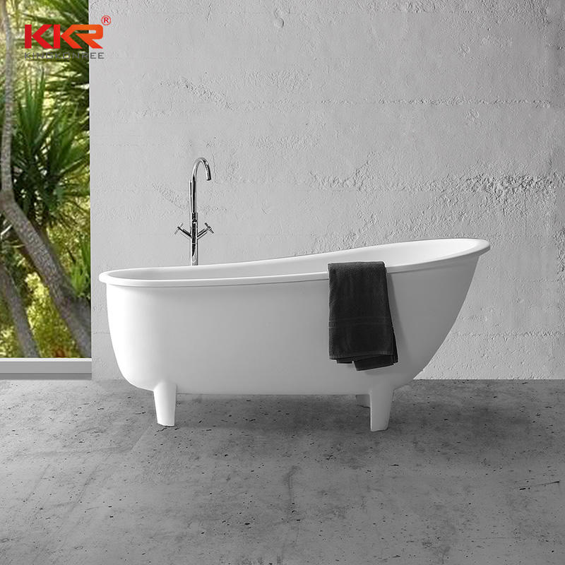 Hot selling white solid surface retro bathtub with clawfoot KKR-B095