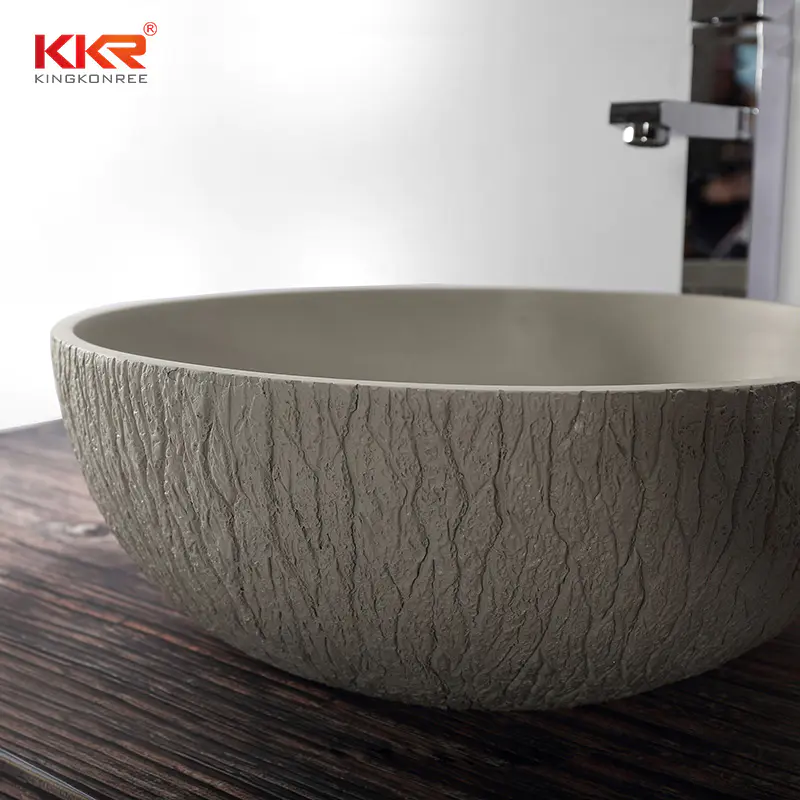Rough surface bark grain cement grey countertop sink above countertop basin KKR-1161