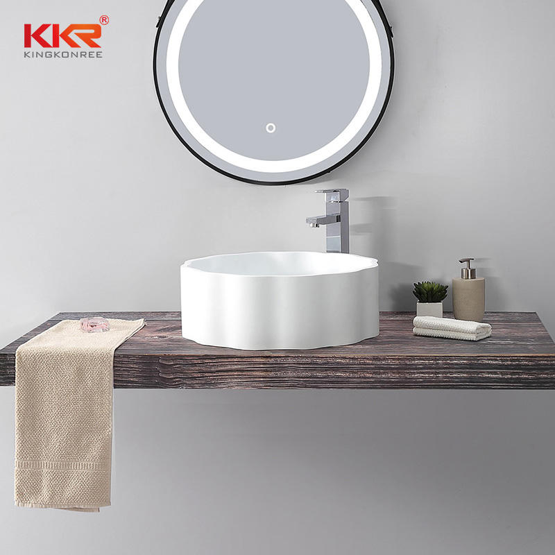 Unique Design Custom White Artificial Marble Bathroom Sink Wash Basin