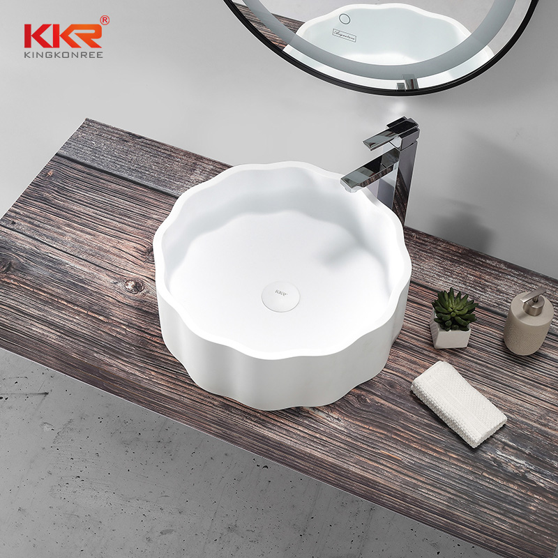 Unique Design Custom White Artificial Marble Bathroom Sink Wash Basin