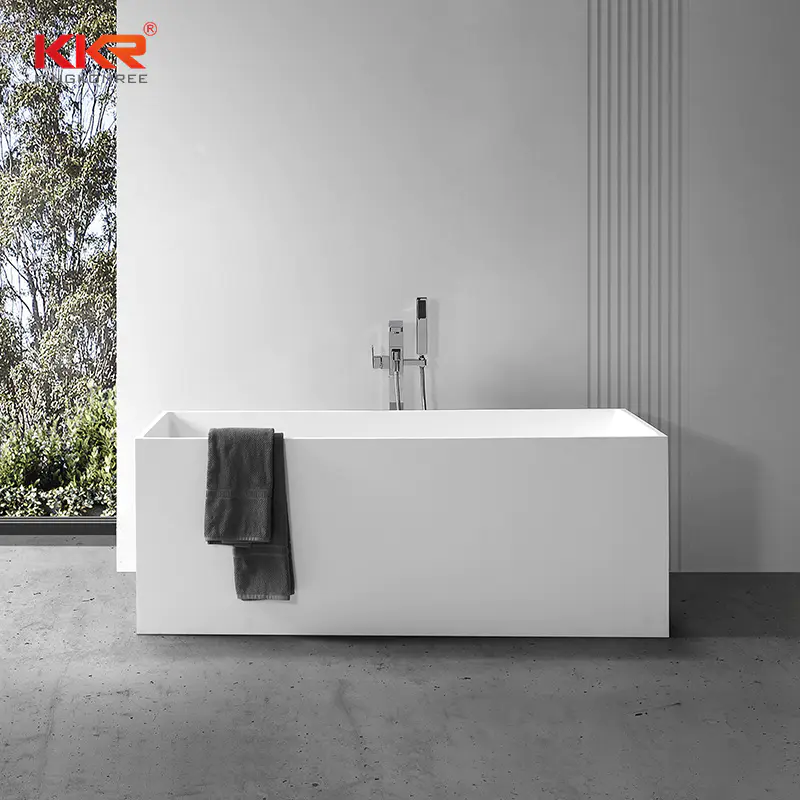 Rectangle Modern Design Artificial Stone Solid Surface Bathtub KKR-B029