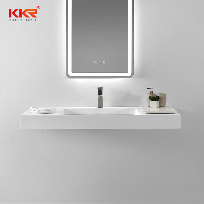 White Solid Surface Artificial Stone Wall Hung Cabinet Basin Wash Basin