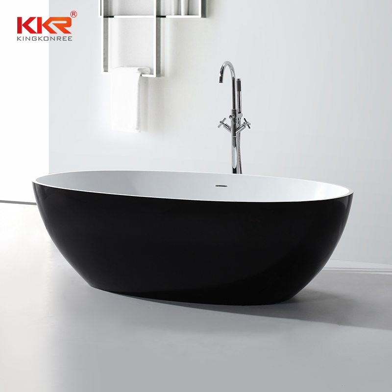 Gray Artificial Stone Solid Surface Freestanding Soaking Bathtub KKR-B003