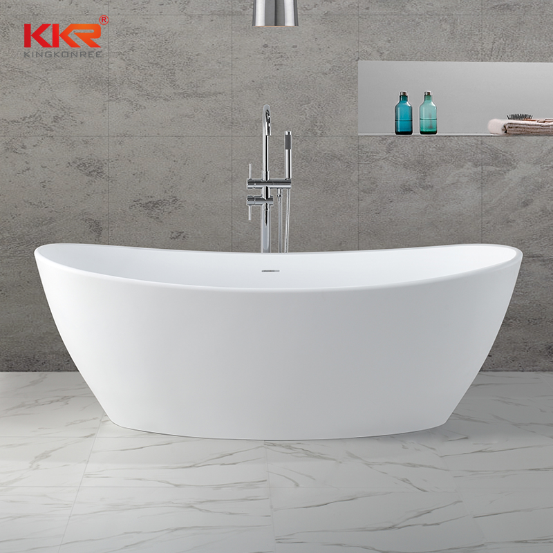 Durable And Easy Clean Solid Surface Freestanding Gray Bathtub KKR-B034