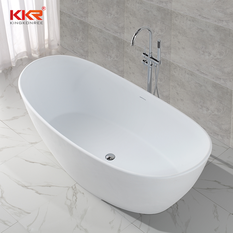 Durable And Easy Clean Solid Surface Freestanding Gray Bathtub KKR-B034