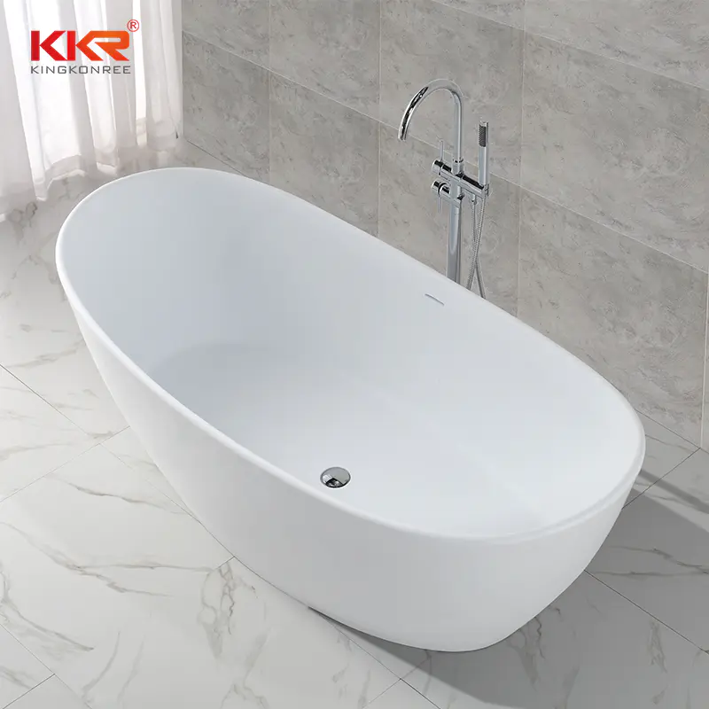 Durable And Easy Clean Solid Surface Freestanding Gray Bathtub KKR-B034