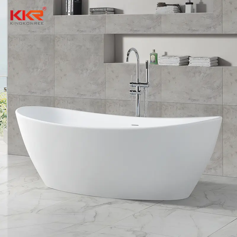 Durable And Easy Clean Solid Surface Freestanding Gray Bathtub KKR-B034
