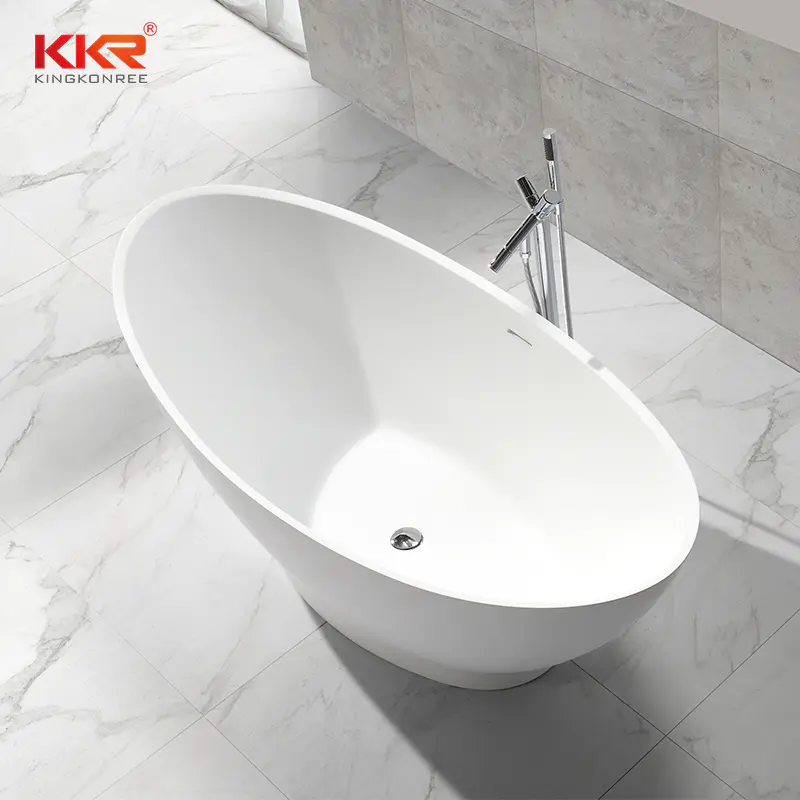 Bathroom Furniture Solid Surface Stone Freestanding Grey Bathtub KKR-B051