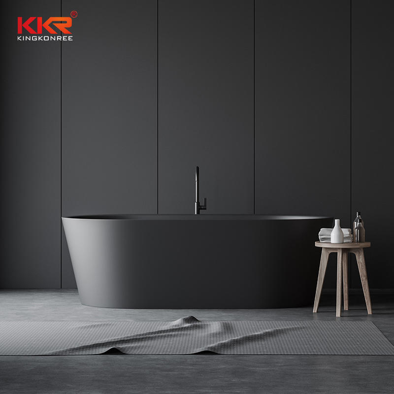 Custmized Modern Design Gray Solid Surface Bathtub KKR-B037
